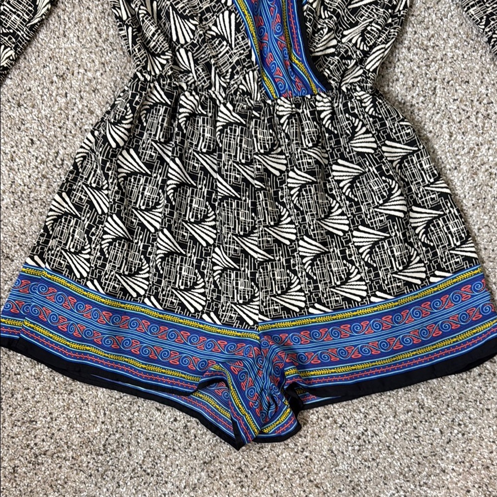 Lush Black and Blue Patterned Romper Small - Picture 3 of 14